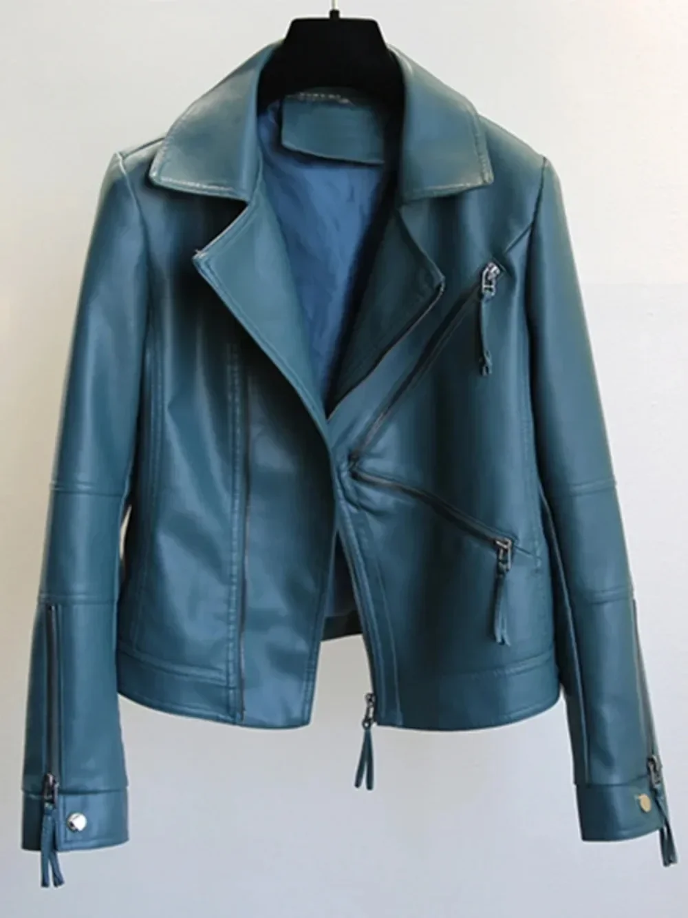Spring Autumn Vintage Faux Leather Jacket Women Brown Moto Biker Leather Coats Casual Street Wear Zipper PU Basic Outwear