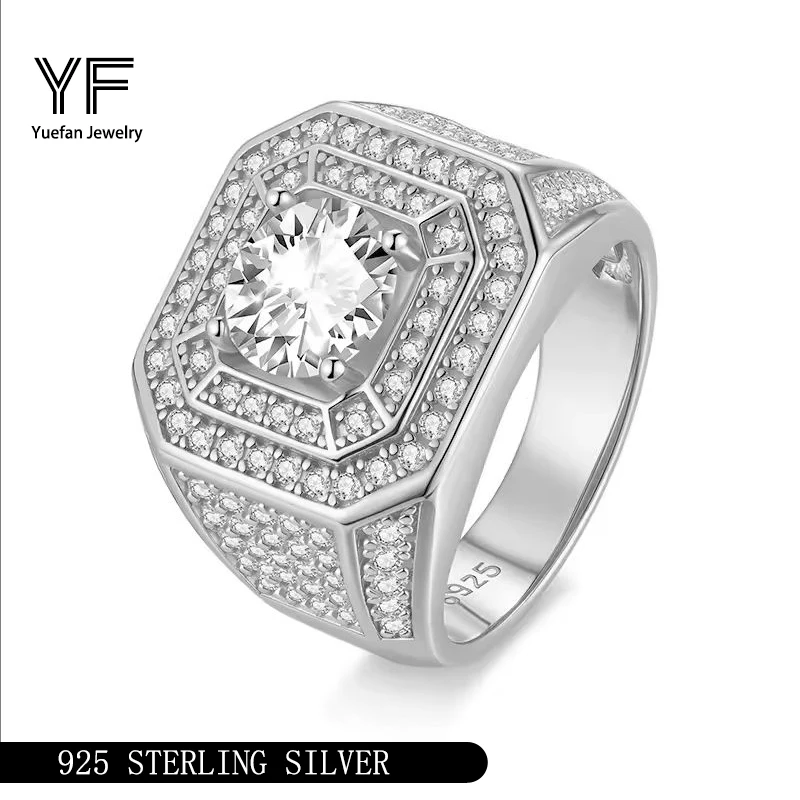 

S925 Серебряное кольцо с кубинским звеном из муассанита 3,4 карата D VVS1, сертифицированное ювелирное изделие в стиле хип-хоп, персонализированные кольца, подарок на день Святого Валентина