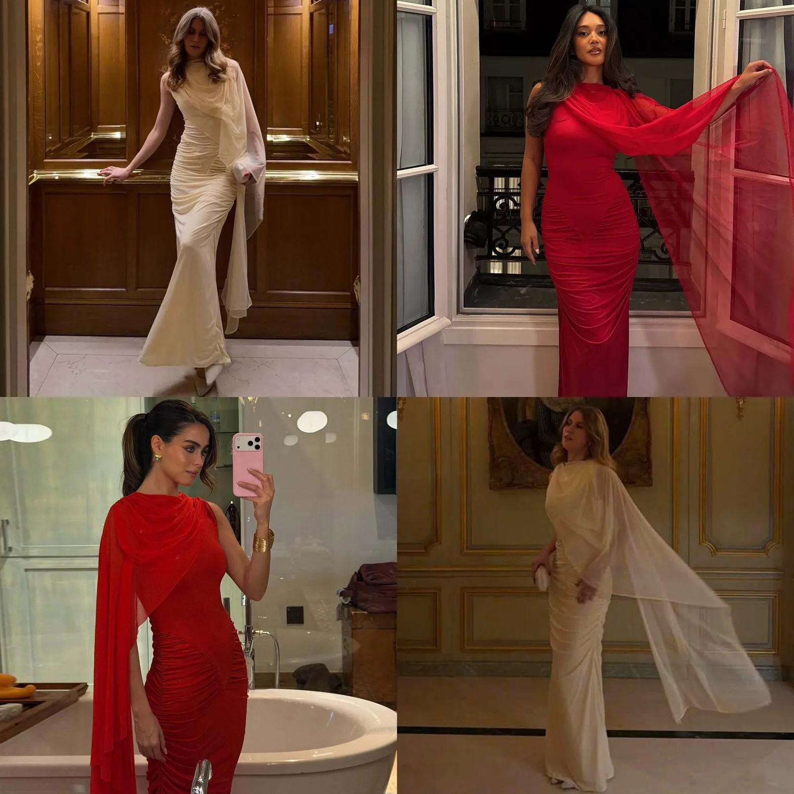 Modisches plissiertes Mesh-Cape-Kleid, sexy figurbetontes langes Kleid, Etuikleider mit Rundhalsausschnitt für Frühling und Sommer, Abendkleid