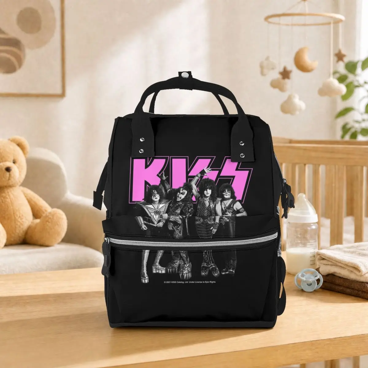 Kiss Rock Band Retor Student Backpack School Bag Hiking Travel Daypack for Men Women Bookbag Shoulder Bags