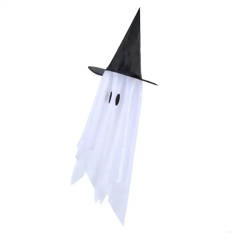Ghosty Pumpkin Wizard Hat Hanging Ornament Halloween Hanging Decorations Halloween Tree Decors for Outdoor and Indoor 6XDA