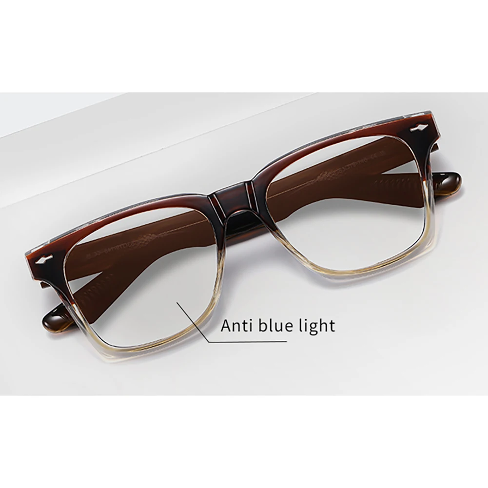 Peekaboo acetate square frame glasses anti blue light men TR90 blue black unisex fashion eyeglasses women clear lens gift items