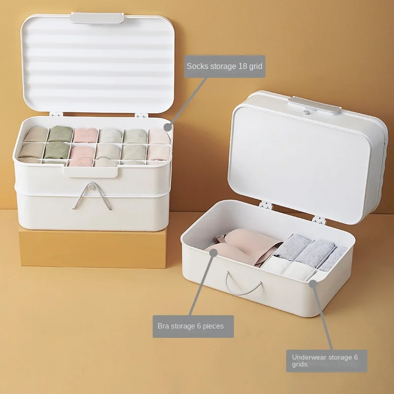 

Underwear storage box plastic drawer type split three-in-one student dormitory underwear socks large capacity organizing box