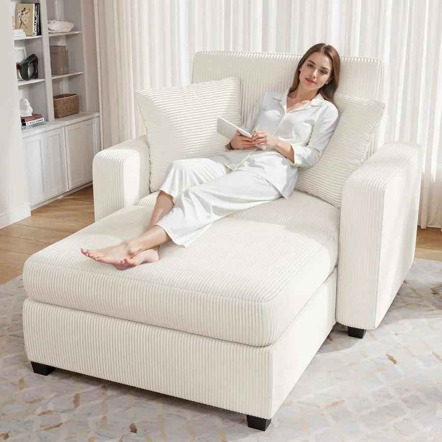 42 Oversized Chise Lounge Chir Indoor Corduroy Upholstered Cloud Sof Bed with Throw Pillows nd rmrests Comfy Leisure Plush Chir