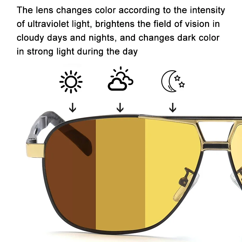 Chameleon Photochromic Night Vision Polarized Sunglasses Outdoor Day And Night UV400 Change Lens Men\'s Driving Sun Glasses