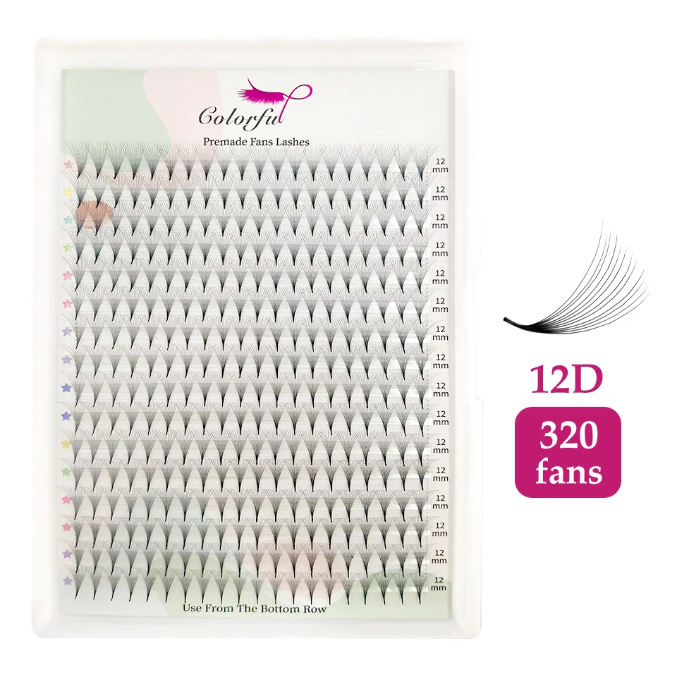 XXL Big Russian Volume Eyelashes Extensions Premade Volume Fans 320/640 Fans Sharp Narrow Stem Lash 3D-20D Thin Pointy Base Lash