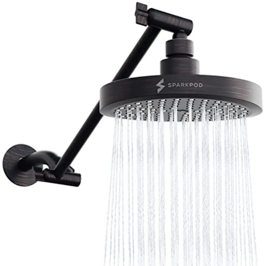 

Rain Shower Head with Extension Arm - Height Adjustable Shower Head with High Pressure Performance - Easy 1-Minute Installation