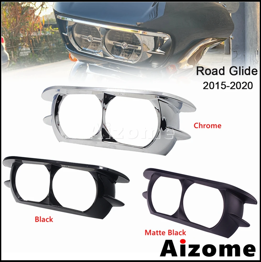 Motocyklowa osłona podwójnego reflektora do Harley Road Glide FLTRX FLTRU FLTRXS FLTRXSE Pierścień reflektora 15-20 — zdjęcie 3