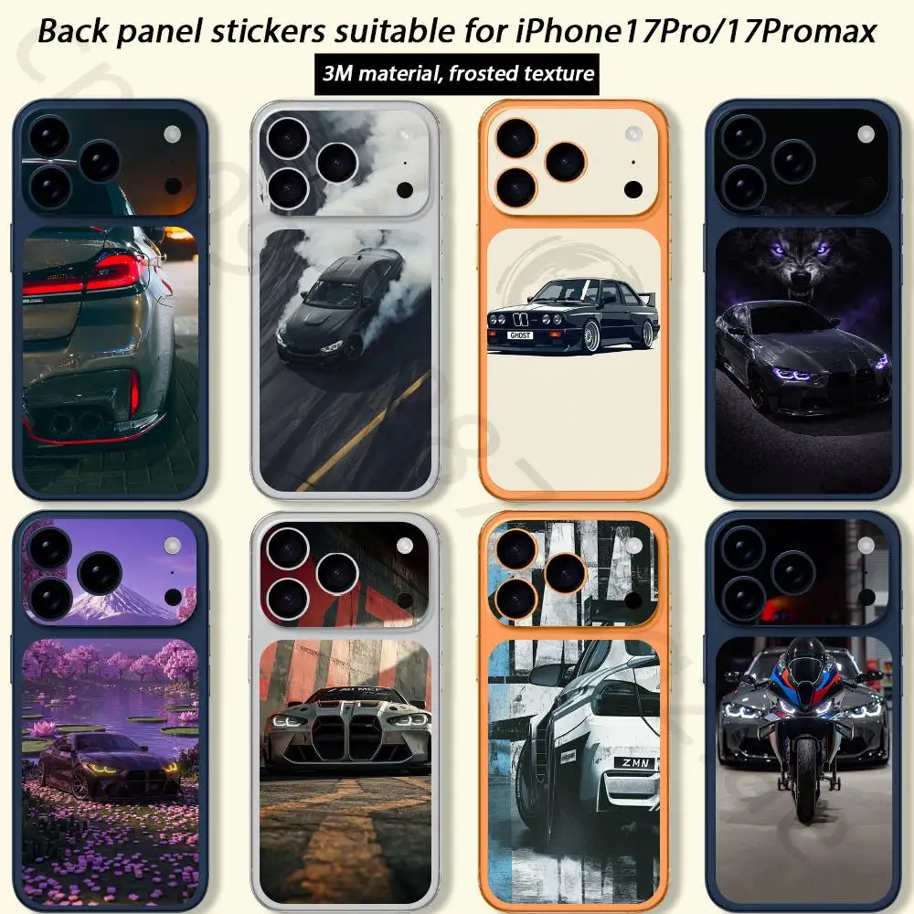 Blau-rotes Auto für iPhone 17 Pro Max / 17 Pro – Vollflächige 3D-Farbfolie als Schutzsticker für die Rückseite