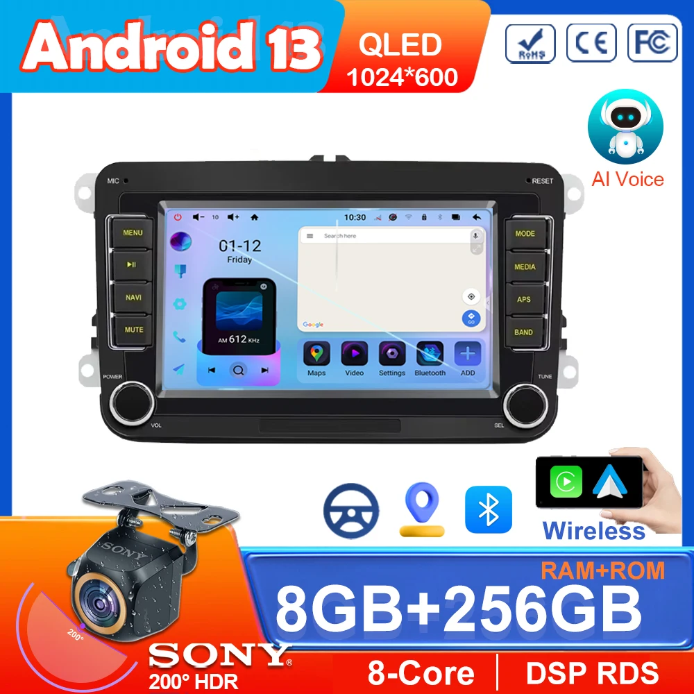 

Автомобильный радиоприемник 2Din Android для Volkswagen Golf 5 6 Polo Passat B6 B7 CC Skoda Jetta Универсальный Muiltmedia Carplay Wi-Fi GPS-навигация