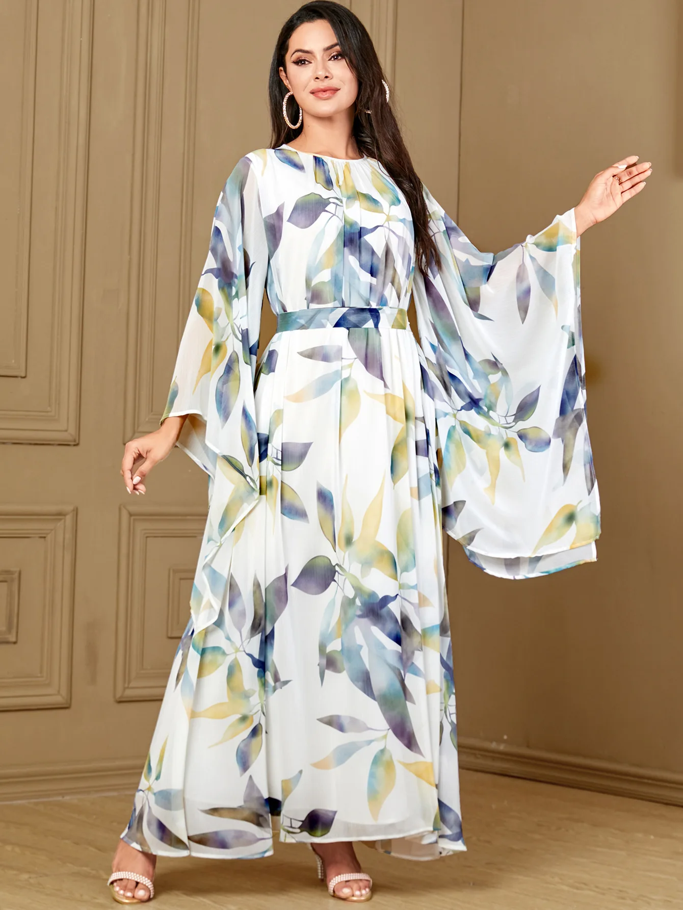 Abaya Eid Muslim Arab Long Robe for Women Party Dresses Print Jalabiya Sashes Ramadan Morocco Dubai Abayas Kaftan Vestidos 2024