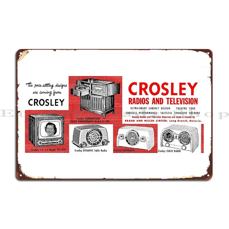 Crosley Radios And Television Advert Metal Signs Designing Party Designing Designing Pub Tin Sign Poster