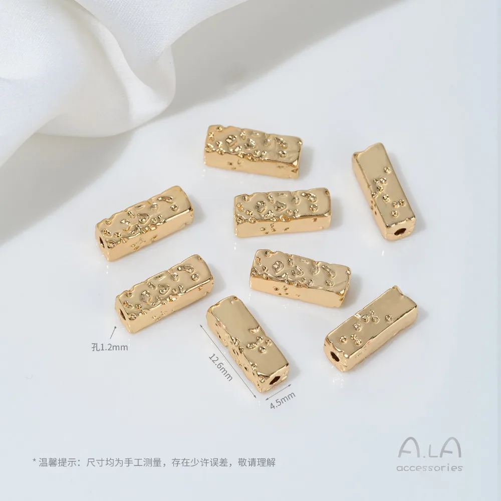 النحاس حبة 14K الذهب اللون أنبوب مربع صغير الخصر كوي حبة فاصل أنبوب حبة مطرز اليدوية DIY بها بنفسك مجوهرات اكسسوارات