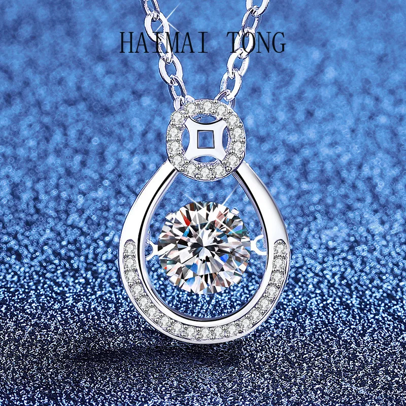 

HAIMAITONG PT950 платиновое муассанитовое умное ожерелье женское золотое ожерелье Guochao с бьющимся сердцем кулон Mozzarella с бриллиантом на ключице