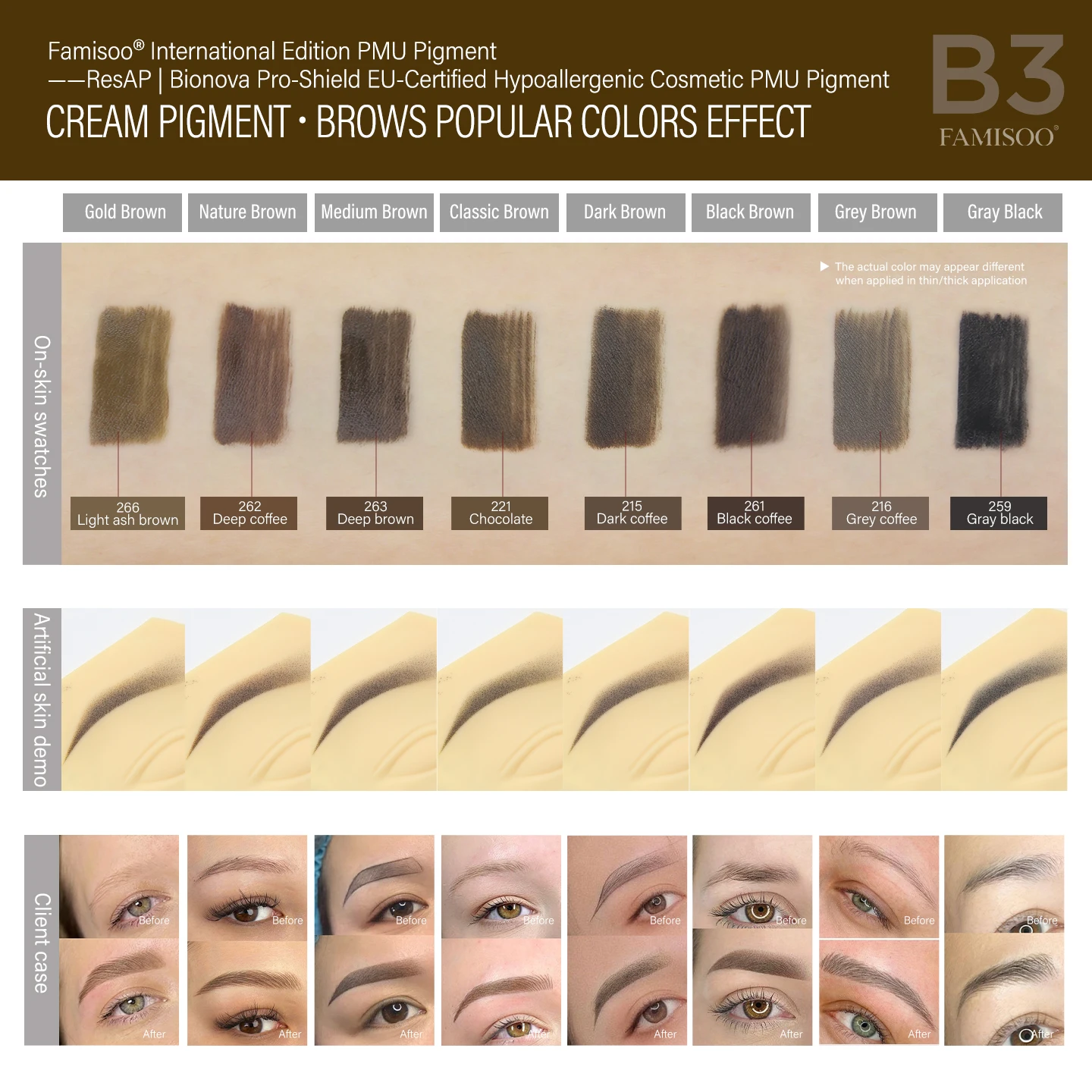 

FAMISOO 15ml Permanent Makeup Pigment 0.5OZ Microblading Paint Ink for Eyebrows Tattoo Body Art - Professional Tattoo Supplies