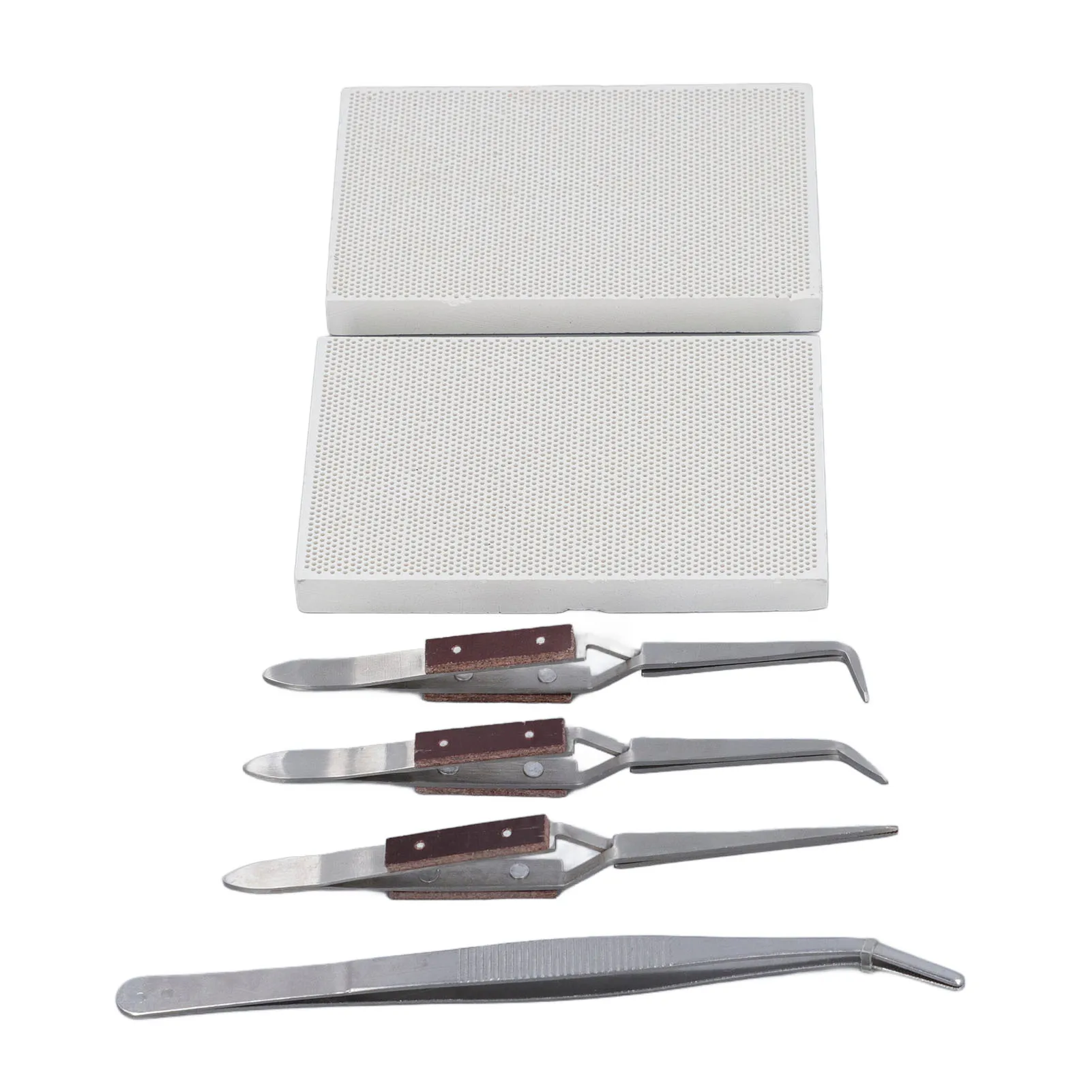 Jewelry Soldering Block Kit Metal Tip Professional Heat Resistant 2 Ceramic Boards Jewelry Making Soldering Kit for Craft