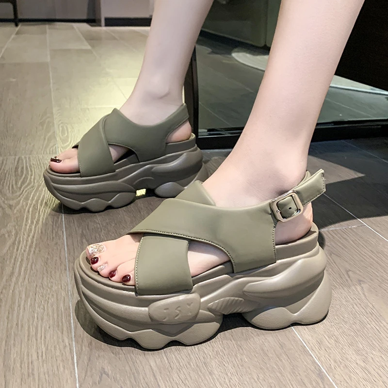 босоножки Sneakers Platform Sandals for Women 2023 Summer New Matsuke Sole Sandals Luxury Shoes for Women Versatile Roman Shoes