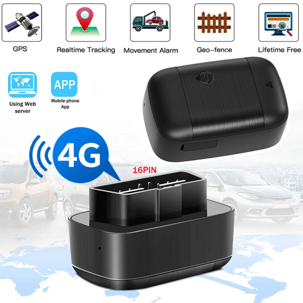 4G OBDII Realtime GPS Tracker Tracker Locator Tracking Device Realtime Tracking Voice Monitor GPS Shock&Plug-out Alarm