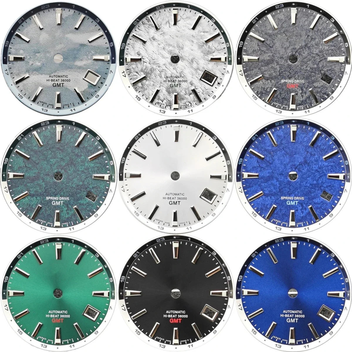 GMT Spring Drive Hi-Beat 36000 Sunburst Watch Dial Suitable for NH34 Automatic Movement Blue Lume BWG9 Mod Parts nh35 case