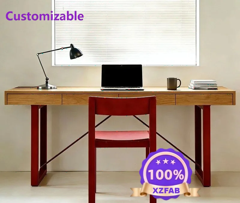 Factory Direct 2026 Designer modern simple solid wood desk homedesk with drawers long learning computer desk