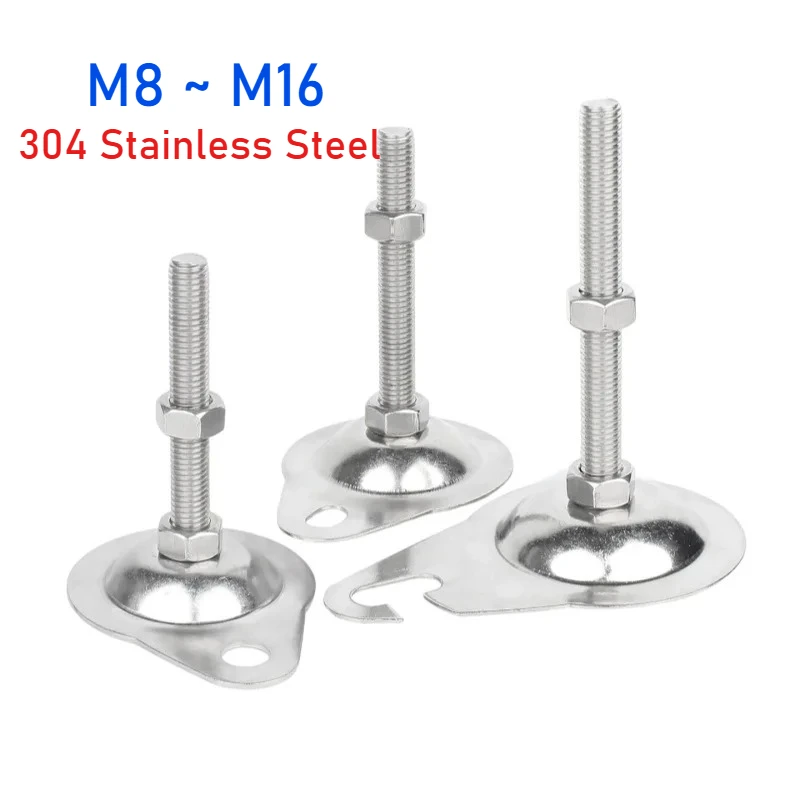 M8 M10 M12 M14 M16 304 Stainless Steel Flat Base with Hole Fixed Support Foot Bracket Ear Hook Base Anti-Slip Mounting Feet