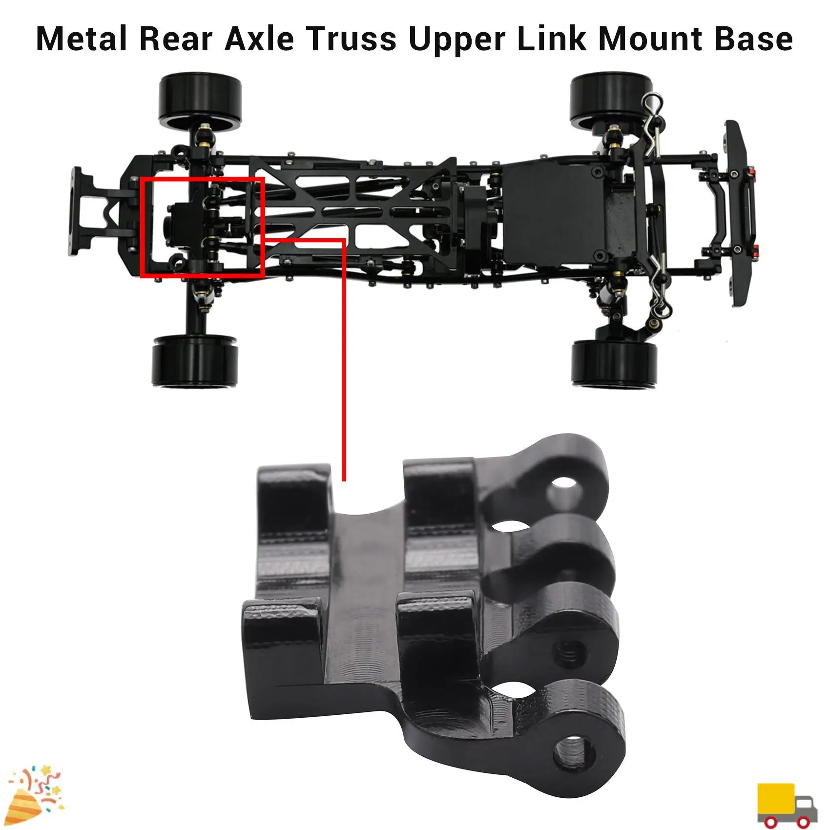 Base de montaje de enlace superior de armazón de eje trasero de Metal para Axial SCX24 90081 C10 1/24 coche trepador de control remoto piezas de mejora Accesorios