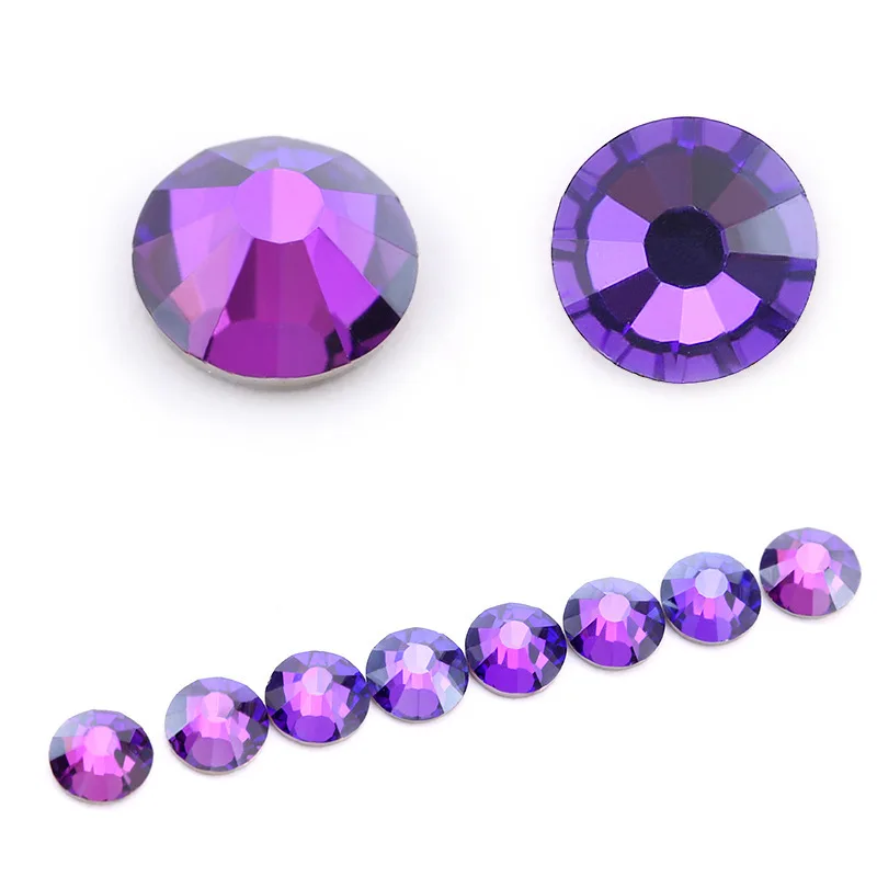 Non Hotfix Rhinestone Purple Velvet Plating Crystal Strass Diamond Rhinestones Charms Nail Art Decorations Glitter Stones