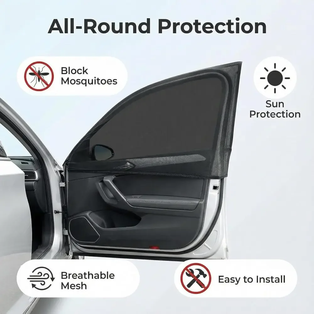 Universeller Auto-Sonnenschutzvorhang UV-Schutz Netzfensterabdeckung Anti-Mücken Sichtschutz Sonnenblende Auto-Innenausstattung Zubehör – Detail 5