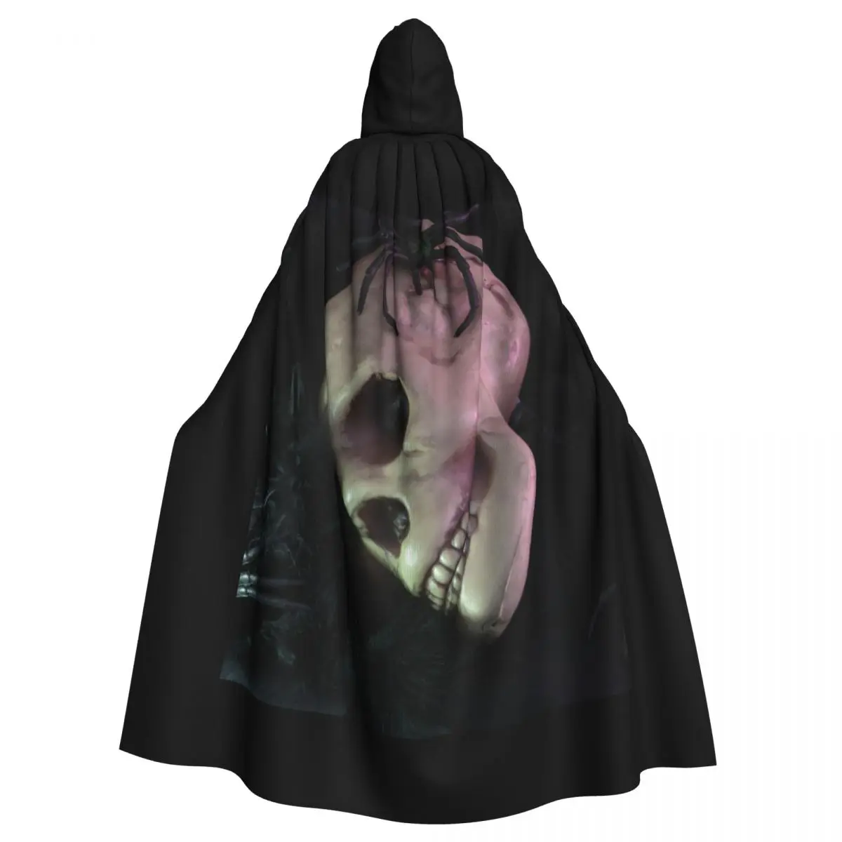 

Eerie Skull Cloak with Spider Design for Halloween and Spooky Parties Unisex Adult Cloak with Hood Long Witch Costume Cosplay