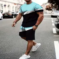 2025 new summer men's sportswear, men's loose fashion clothing, 3D printed T-shirt shorts, men's simple clothing fashion set, li 6