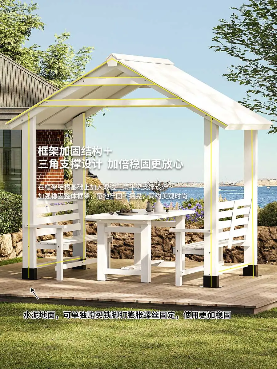 

Anticorrosive wood villa terrace roof pavilion outdoor courtyard solid wood pavilion outdoor courtyard garden wooden awning