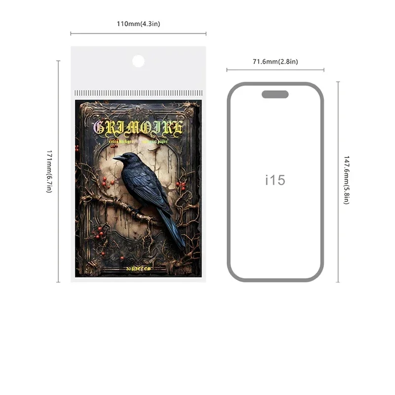 30Sheets Legend Book Scrapbook Cut Dark Handbook Paper Package Supplies Material Paper Book Classical Material 171*110MM