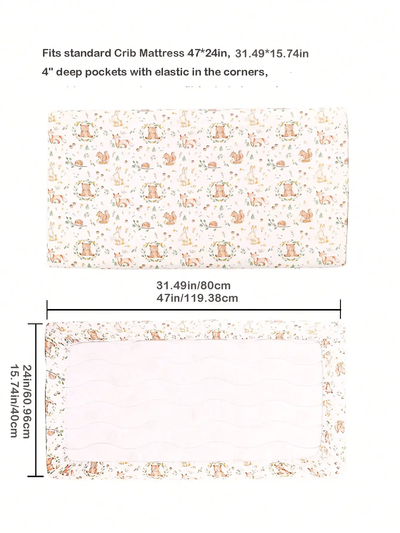 1pc Baby Crib Fitted Sheet with Pure Cotton Fabric For Boys Girls, Mattress Cover Fitted Sheet For 120*60cm/47*24*4in