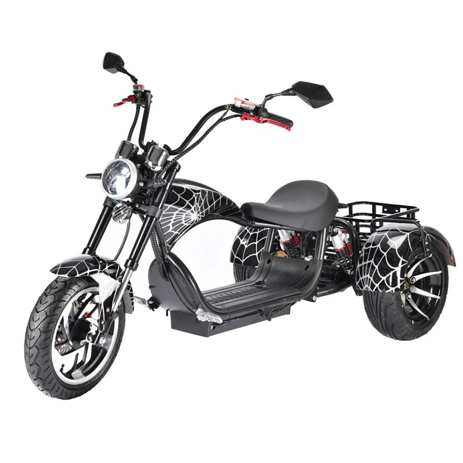 Dreirädriger Elektroroller für Outdoor-Reisen mit 18-Zoll-Fettreifen, 1500 W Motor, Höchstgeschwindigkeit 30–40 km/h, Elektromotorrad