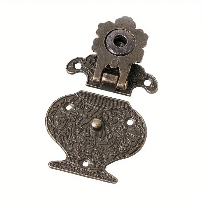 2pcs Antique Style Padlock With Intricate Flower And Vortex Design For Decorative Safety Of Boxes, Cabinets, And Drawers