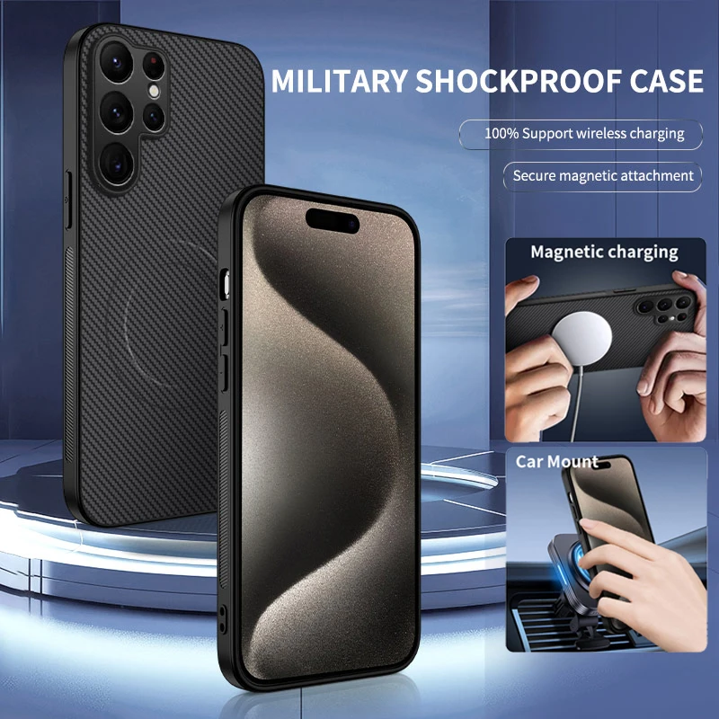 For Samsung Galaxy S26 S25 Edge S23 S21 FE S22 Plus S20 S24 Ultra Phone Case Cover Protect Magnetic Wireless Charging Soft Cases