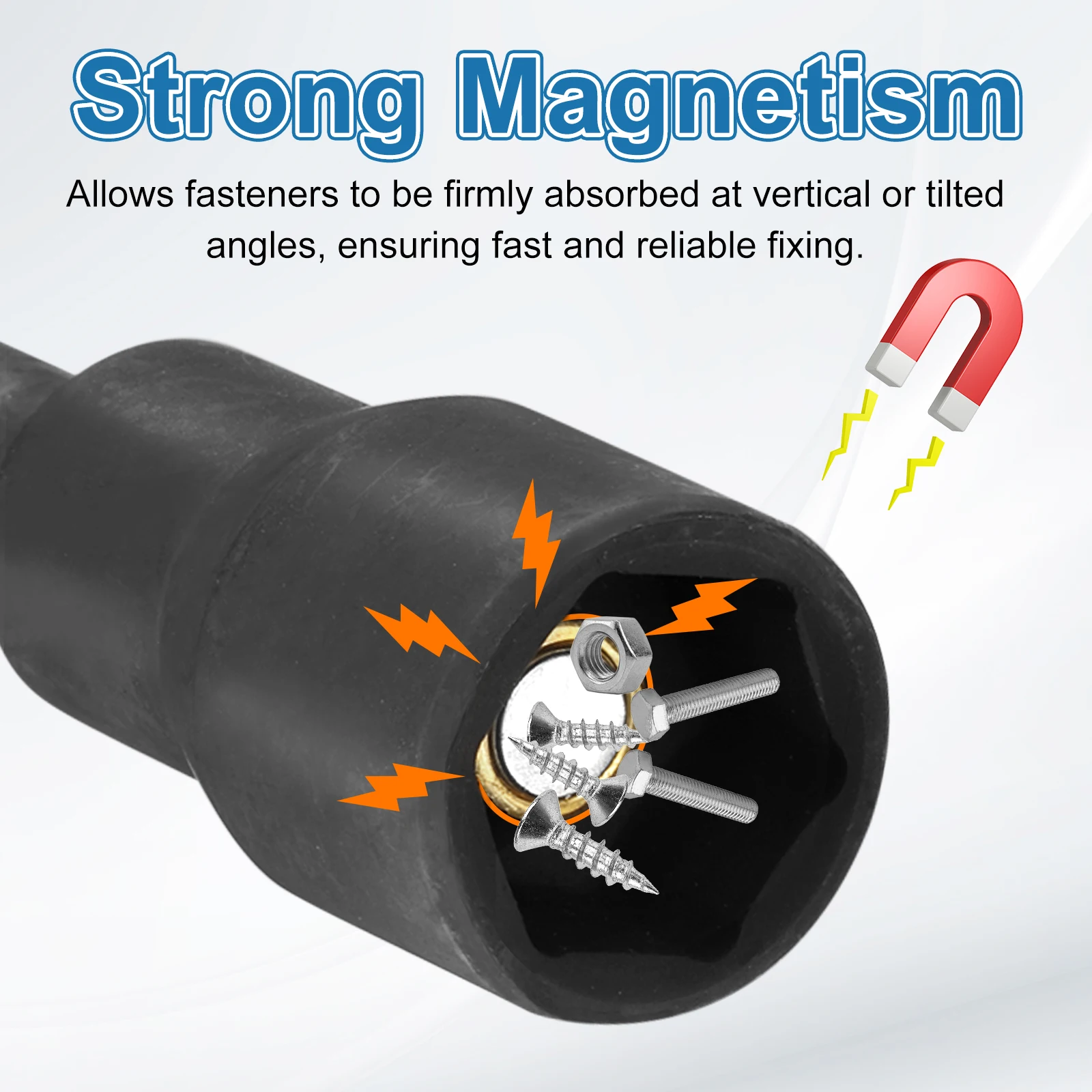 육각 너트 드라이버 드릴 비트 6-13mm 미터법 1/4" 육각 섕크 마그네틱 세터 CR-V 스틸 볼트 소켓 (전동 드릴/임팩트 드라이버용)