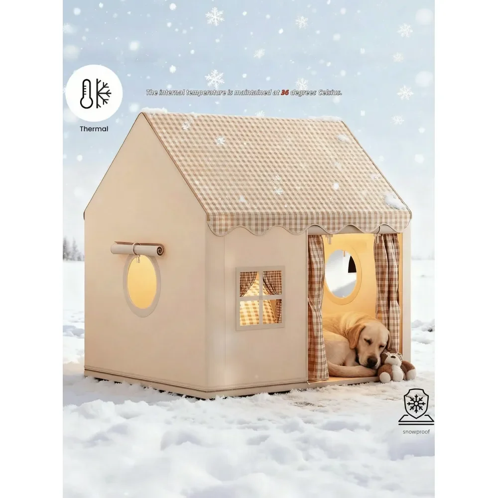 

Dog House Dog Kennel OutdoorFabric Dog Cat Bed House Detachable, Sturdy Warm, Winter Warm Heated Pad For Indoor Outdoor Use, Sem