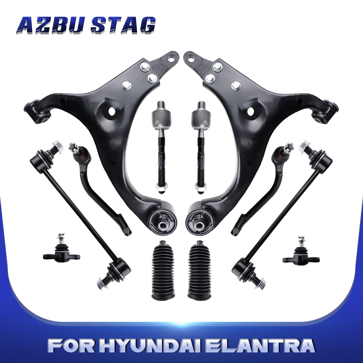 AzbuStag 12Pcs Front Lower Lh Rh Control Arm Sway Bar End Link Suspension for Hyundai Elantra 2007 2008 2009 2010 2011 2012