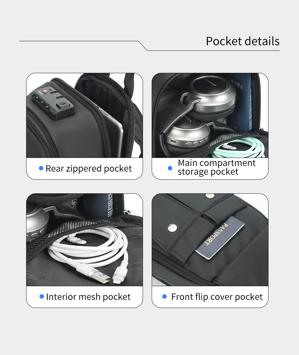 Tigernu Brusttasche für Herren, 9,7 Zoll, IPad-Tasche, koreanischer Stil, Umhängetasche, wasserdichte Umhängetasche, Anti-Diebstahl-Tasche für Herren, TSA – Detail 11