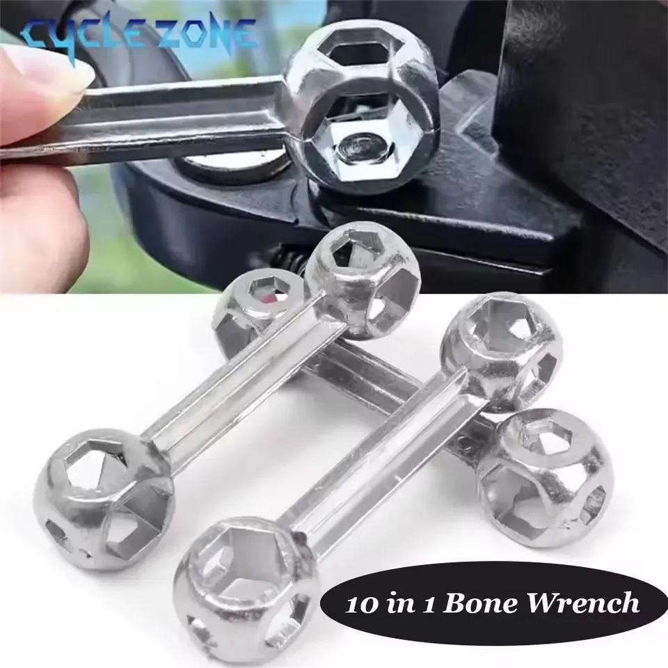 Bike Hexagon Wrench Portable Durable Hand Tool Small Bone Type Wrench Cycling Multi Repair Tool 6-15mm With 10 Hex Holes