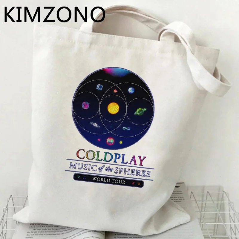 coldplay shopping bag shopper cotton reusable bolso recycle bag shopping bag bolsa compra sac cabas reciclaje foldable custom