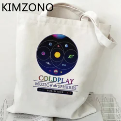 Coldplay 쇼핑 가방 쇼핑 코튼 재사용 볼소 재활용 가방 쇼핑 가방 볼사 컴프라 주머니 cacas reciclaje 접이식 사용자 정의