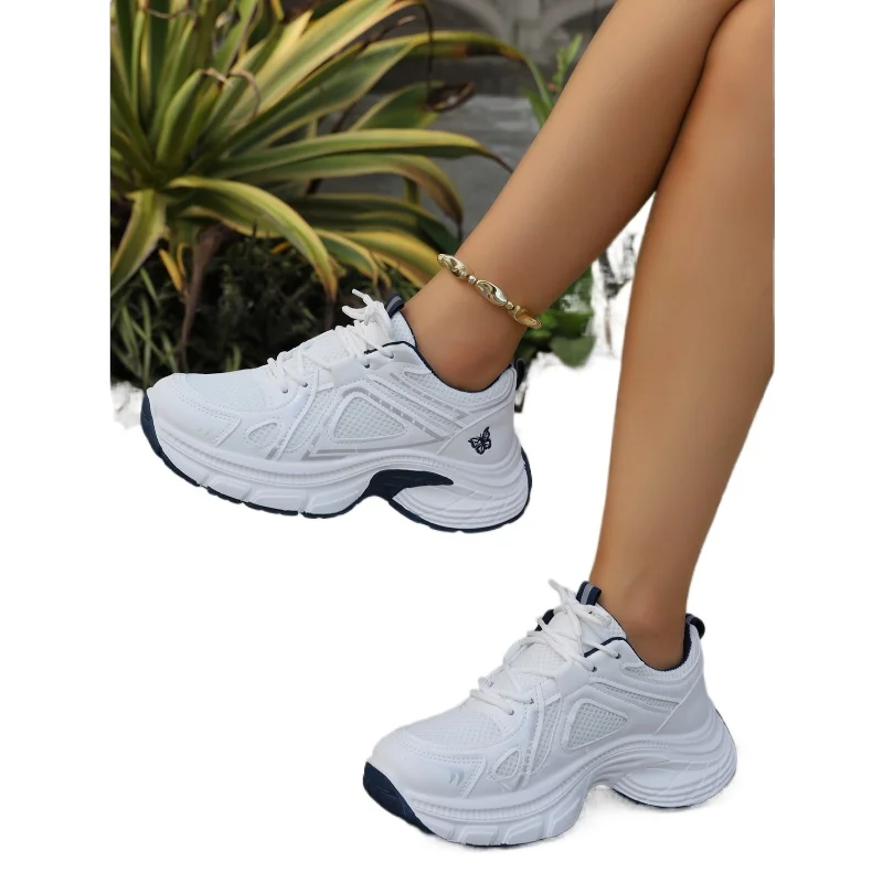 2026 Spring Autumn New Women Fashion Butterfly Aesthetic Dad Shoes Elevated Mesh Breathable Trending Casual Sneakers Size 35-40