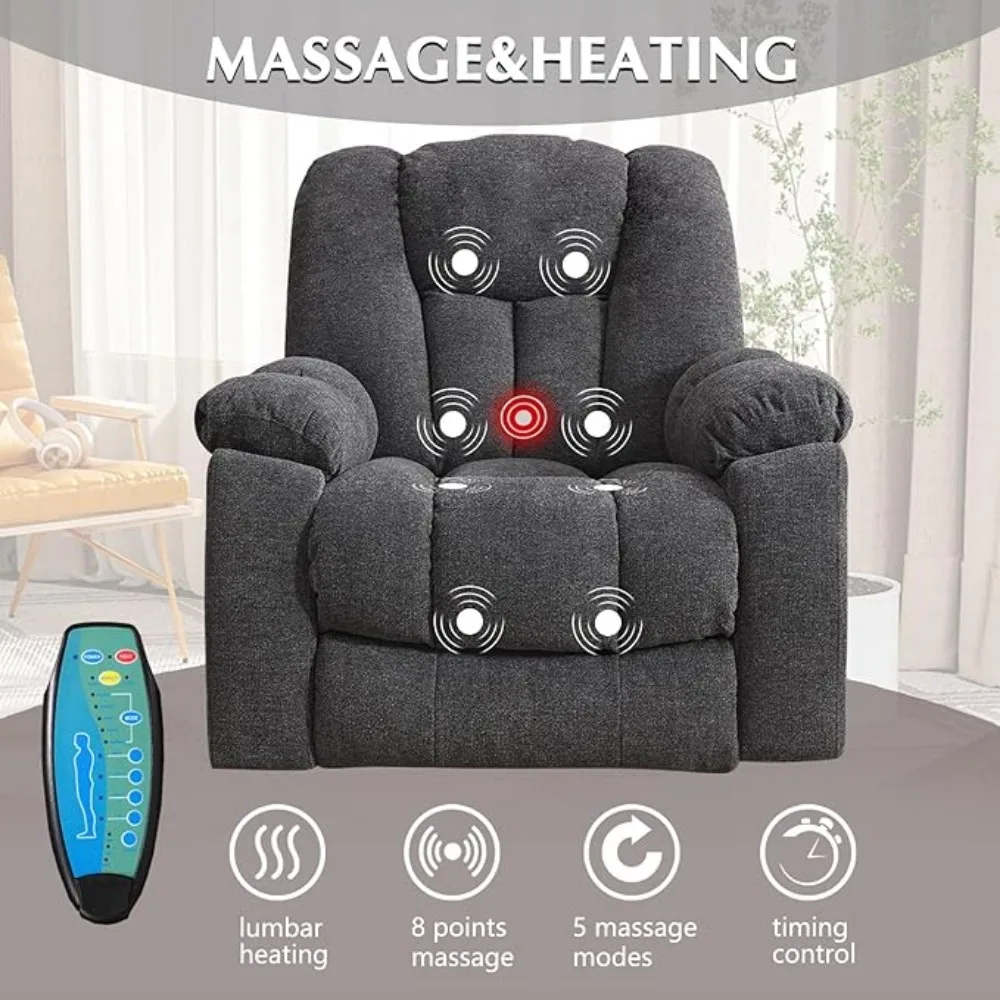 Large Power Lift Recliner Chair with Massage, Heat, and USB for Elderly, Heavy Duty and Safety Motion Reclining Mechanism