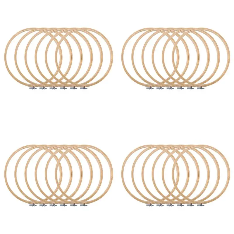 

ABUI-24 Pieces 10 Inch Embroidery Hoops Wooden Round Adjustable Bamboo Circle Cross Stitch Hoop Ring Bulk Wholesale