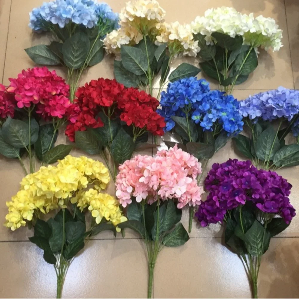 Ramo de Hortensias Artificiales de 5 Cabezas, Tamaño Grande, de Seda, para Novia, Ramo de Hortensias Simuladas para Bodas, Decoración Floral para el Hogar, Fiestas y Bodas