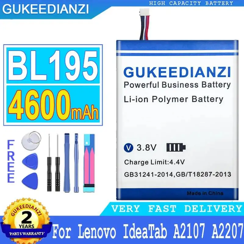 

For Lenovo Ideatab A2107 A2207 L12T1P31 BL195 Fast Charging Tablet Battery 4600mAh Long-Lasting