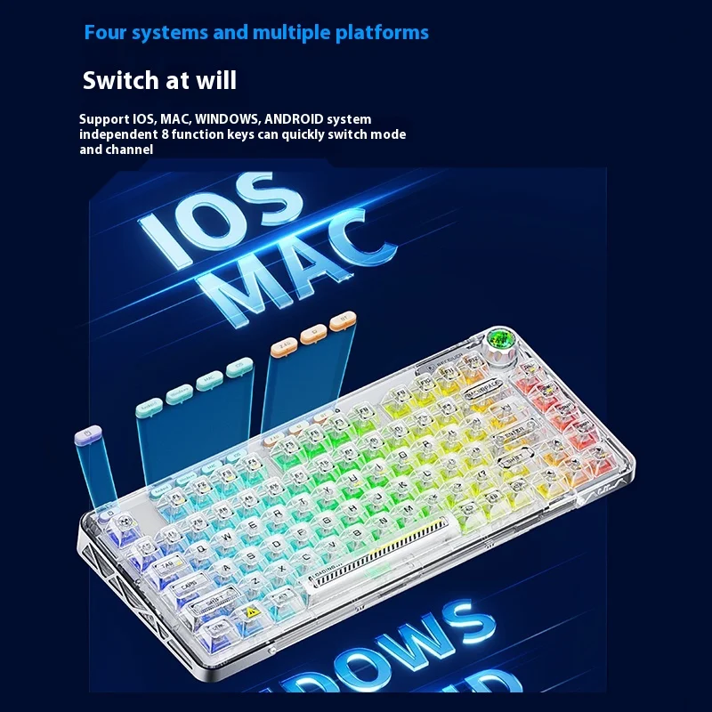 Aula F81 Game Mechanical Keyboard Three Mode Mute RGB Customization Wireless Bluetooth 80 Key Office Mechanical Keyboard Gift