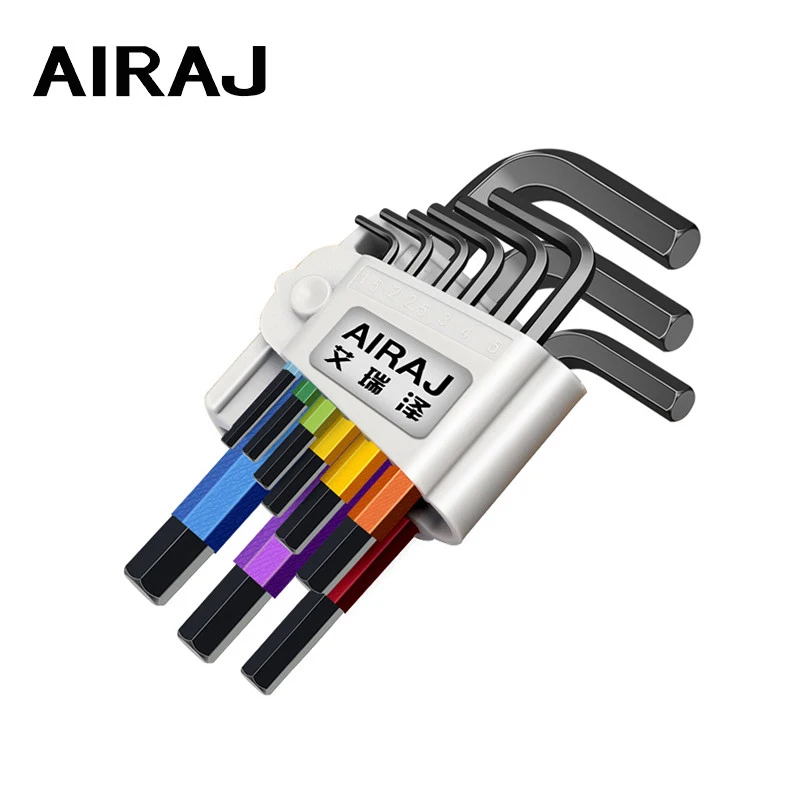 

AIRAJ 9Pcs Allen Wrench Set L Type Colorful Double Hex Wrench Multifunctional Short Arm Tool Universal Wrench Tool